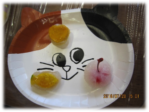 「かぼちゃとフルーツ入り葛餅」できたよ!